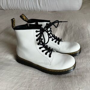 Dr. Martens White Leather Boots with Black Details
